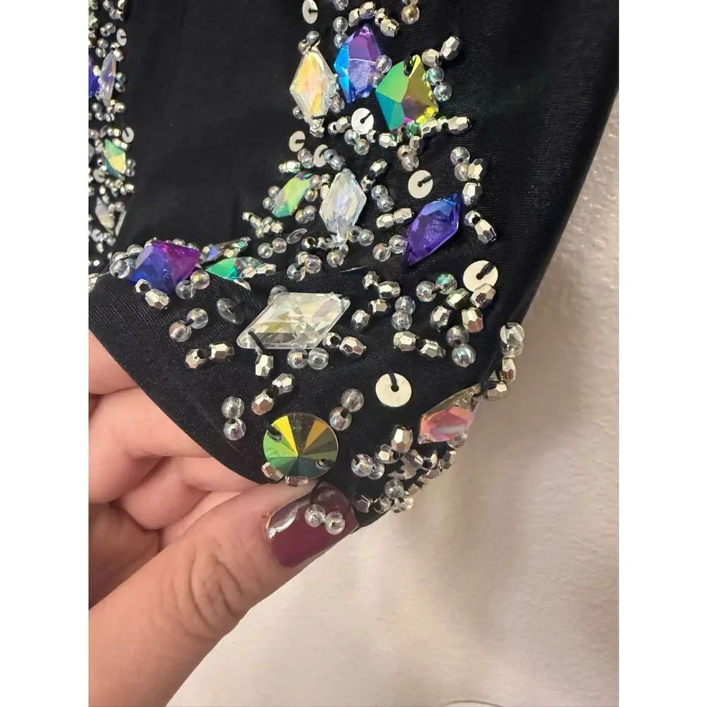 Glamour dance costume solo bling leotard embellished XSA-extra small adult